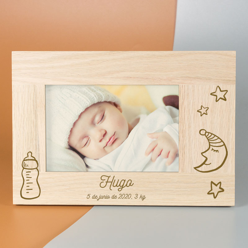 Regalos personalizados: Diseño y decoración: Marco de madera personalizado para nacimiento