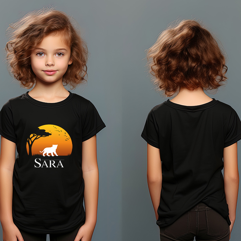 Regalos personalizados: Regalos con nombre: Pack camisetas negras padre e hijo personalizadas con nombre 'Leones'