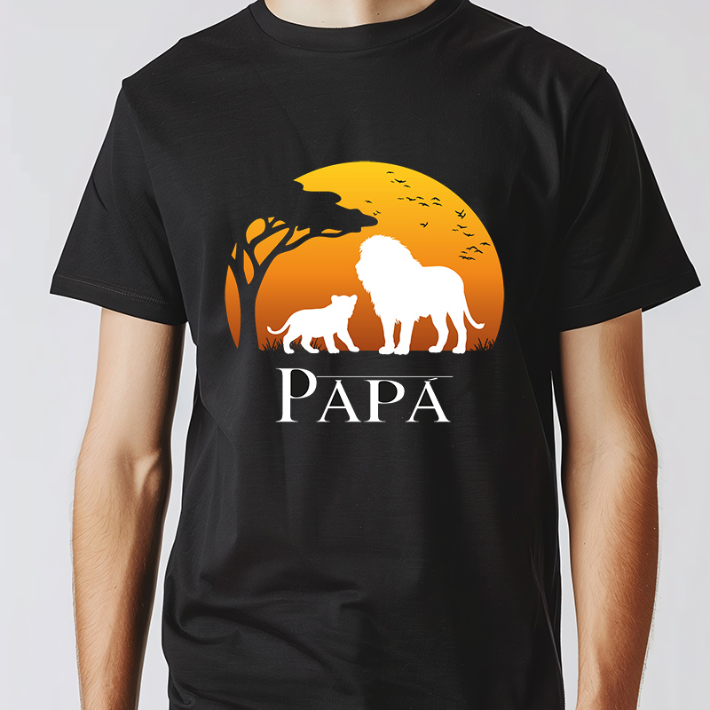 Regalos personalizados: Regalos con nombre: Pack camisetas negras padre e hijo personalizadas con nombre 'Leones'