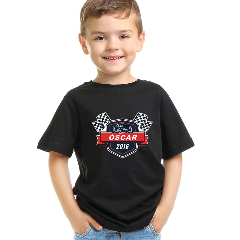 Regalos personalizados: Regalos con nombre: Pack camisetas negras personalizadas Padre e Hijo 'Carreras'