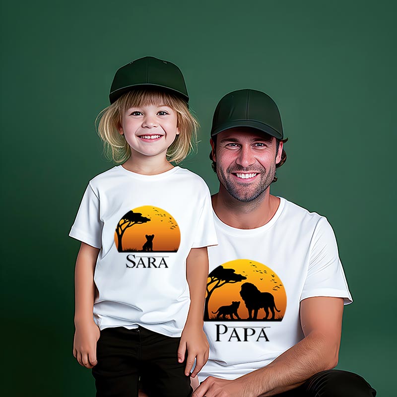 Regalos personalizados: Regalos con nombre: Pack camisetas padre e hijo personalizadas con nombre 'Leones' Regalos personalizados: Regalos con nombre: Pack camisetas padre e hijo personalizadas con nombre 'Leones'
