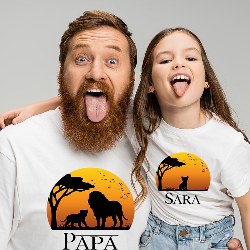 Regalos personalizados: Regalos con nombre: Pack camisetas padre e hijo personalizadas con nombre 'Leones' Regalos personalizados: Regalos con nombre: Pack camisetas padre e hijo personalizadas con nombre 'Leones'