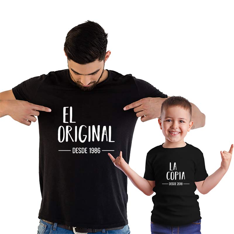 Regalos personalizados: Regalos con nombre: Pack camisetas padre e hijo personalizadas Original