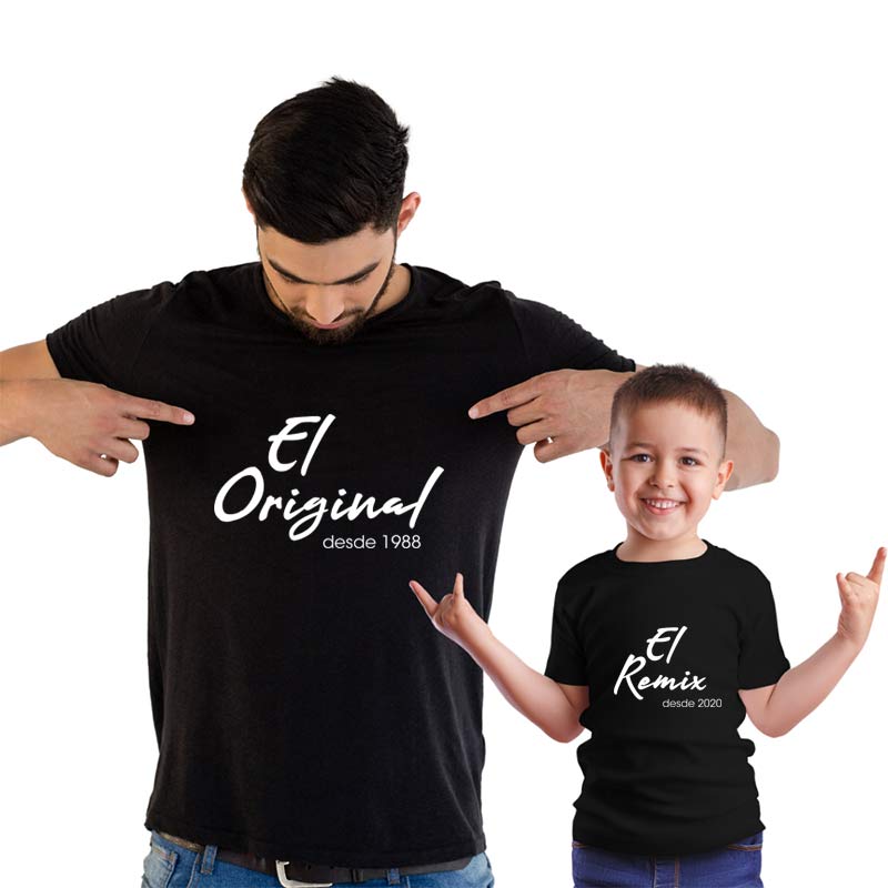 Regalos personalizados: Regalos con nombre: Pack camisetas personalizadas Original y Remix