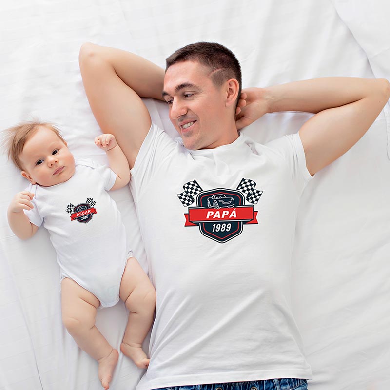 Regalos personalizados: Regalos con nombre: Pack camisetas personalizadas Padre e Hijo 'Carreras'
