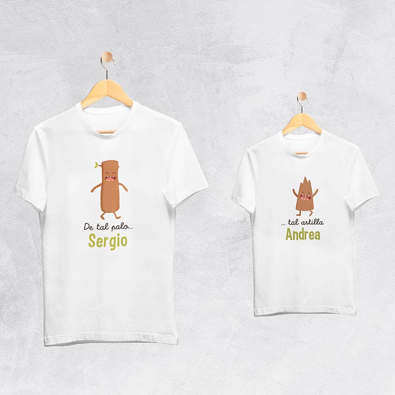 Regalos personalizados: Regalos con nombre: Pack de camisetas personalizado De tal palo...