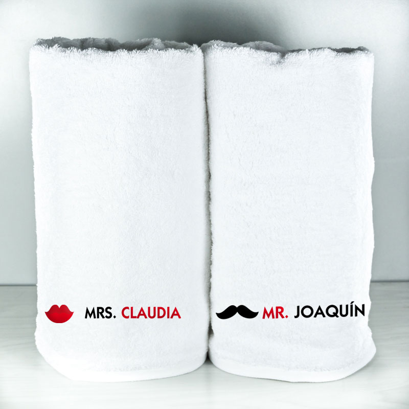 Regalos personalizados: Regalos bordados: Pack de toallas bordadas para parejas