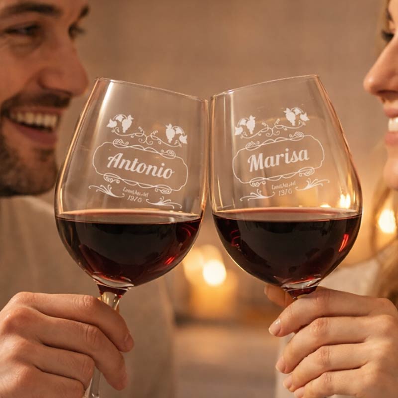 Regalos personalizados: Cristalería personalizada: Pack dos copas de vino personalizadas Regalos personalizados: Cristalería personalizada: Pack dos copas de vino personalizadas