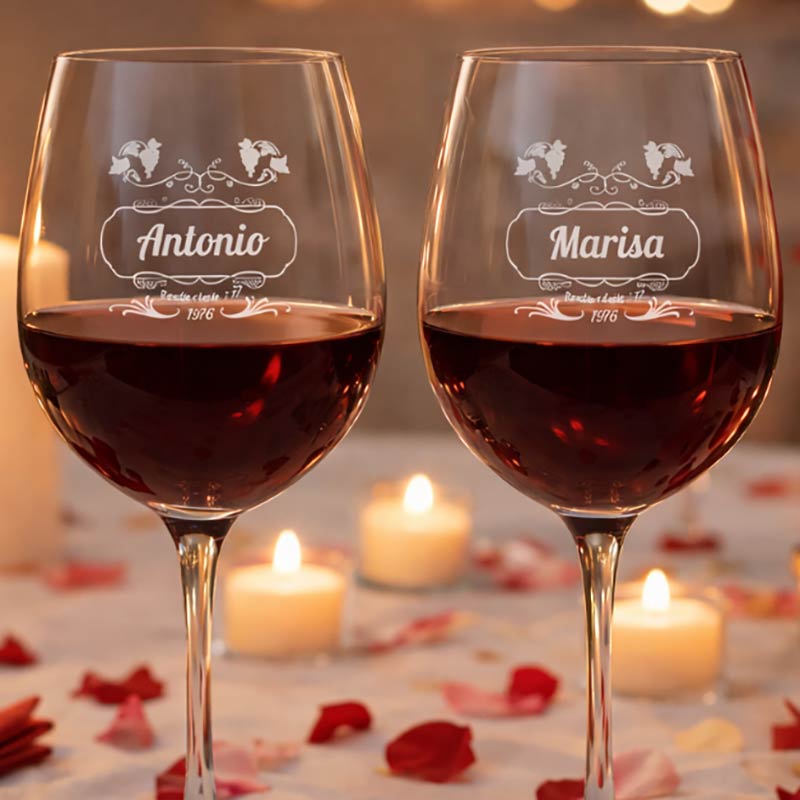 Regalos personalizados: Cristalería personalizada: Pack dos copas de vino personalizadas Regalos personalizados: Cristalería personalizada: Pack dos copas de vino personalizadas