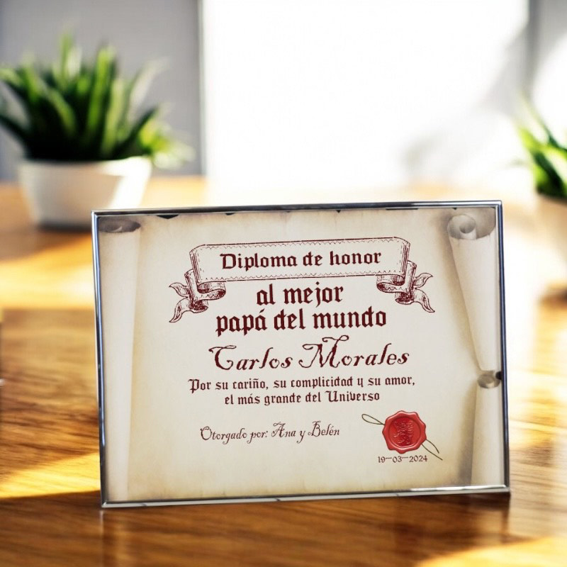Regalos personalizados: Diseño y decoración: Diploma pergamino al mejor padre