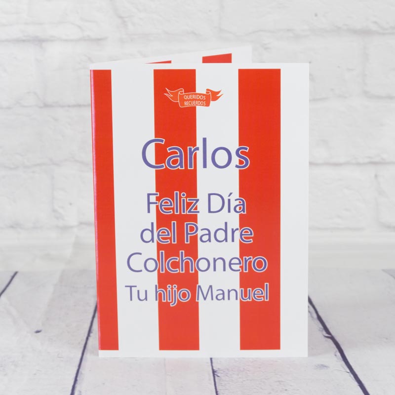 Regalos personalizados: Regalos con nombre: Polo Colchoneros con tarjeta personalizada