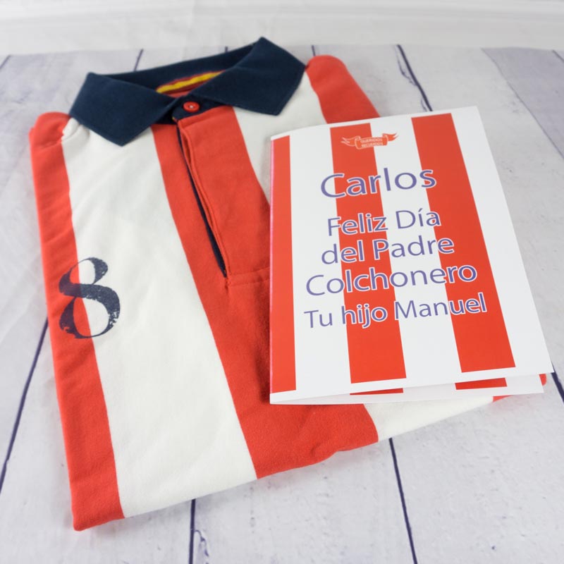 Regalos personalizados: Regalos con nombre: Polo Colchoneros con tarjeta personalizada