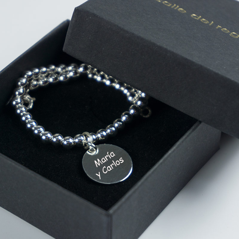 Regalos personalizados: Joyas personalizadas: Pulsera bolitas plata personalizada