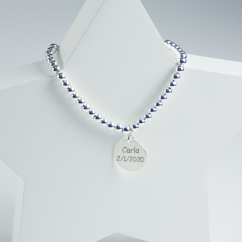 Regalos personalizados: Joyas personalizadas: Pulsera bolitas plata personalizada