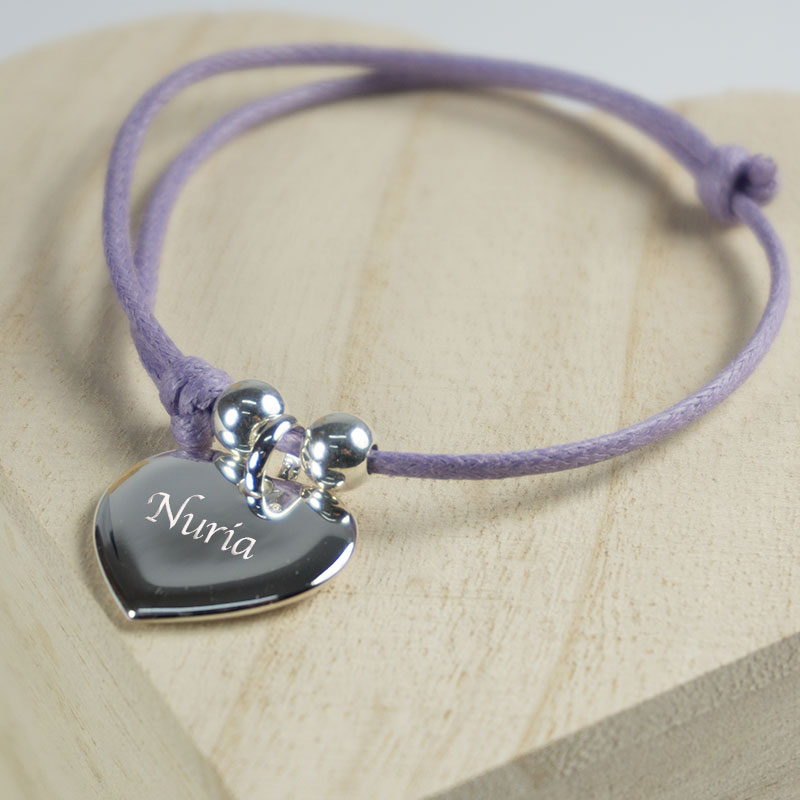 Regalos personalizados: Joyas personalizadas: Pulsera corazón de plata personalizada