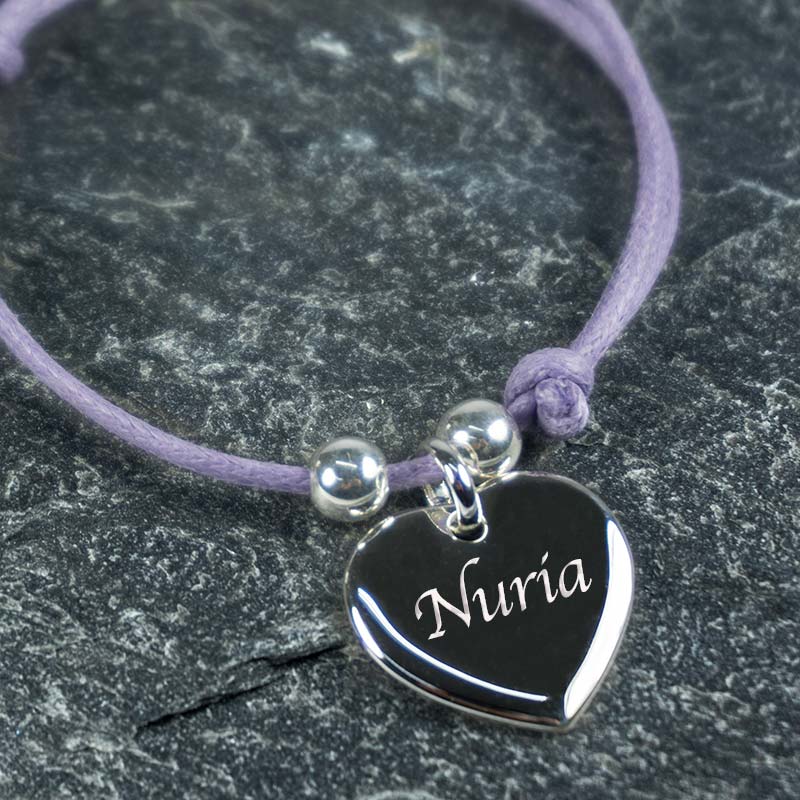 Regalos personalizados: Joyas personalizadas: Pulsera corazón de plata personalizada