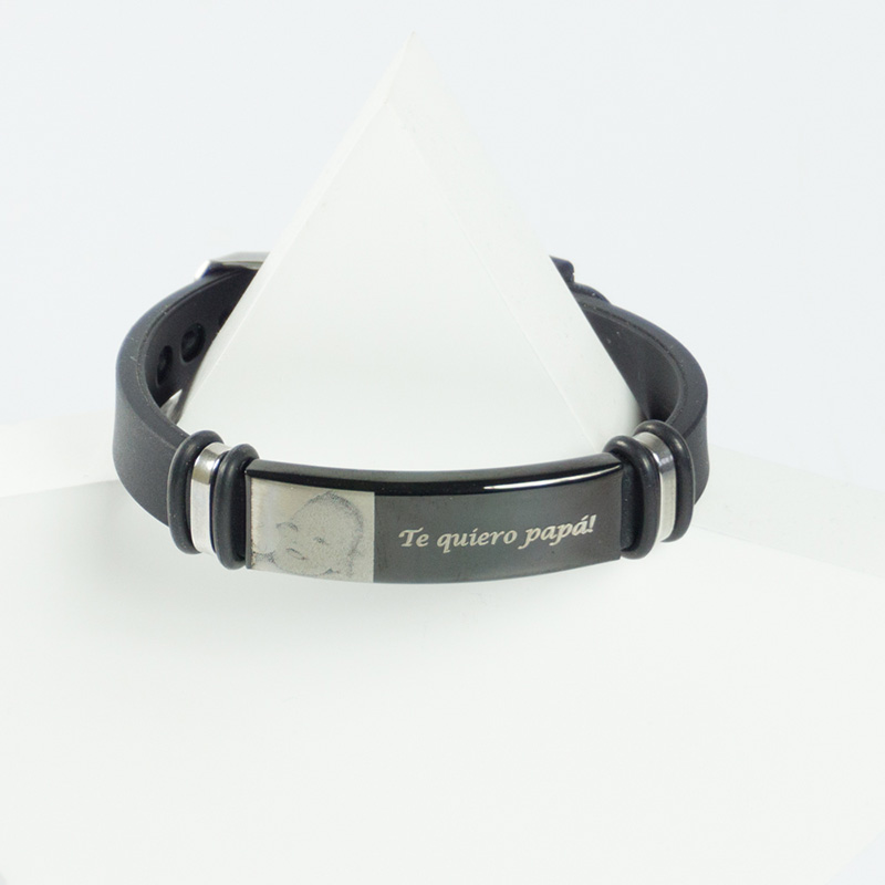Regalos personalizados: Joyas personalizadas: Pulsera grabada con foto para hombre Regalos personalizados: Joyas personalizadas: Pulsera grabada con foto para hombre