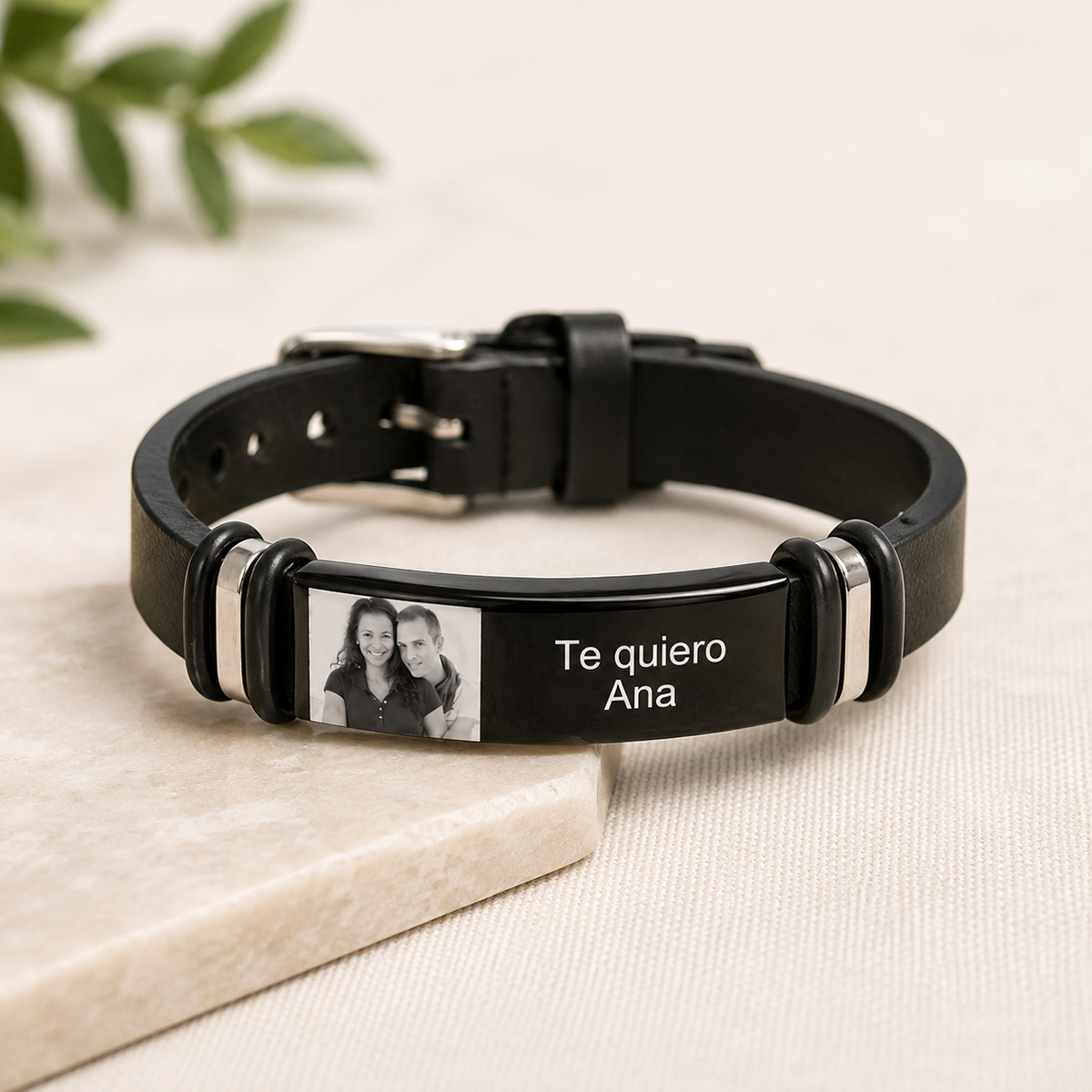 Pulsera grabada con foto para hombre
