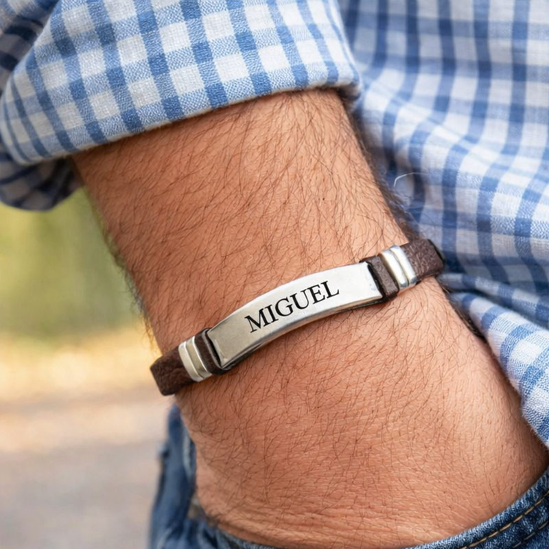 Regalos personalizados: Joyas personalizadas: Pulsera para hombre grabada