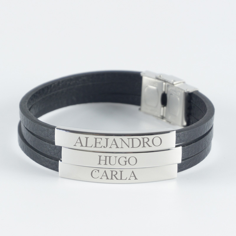 Regalos personalizados: Joyas personalizadas: Pulsera tiras de piel grabada 