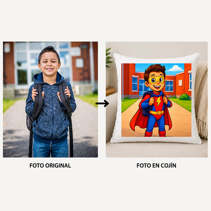 Regalos personalizados: Regalos con fotos: Retrato personalizado a partir de tu foto en Cojín Regalos personalizados: Regalos con fotos: Retrato personalizado a partir de tu foto en Cojín