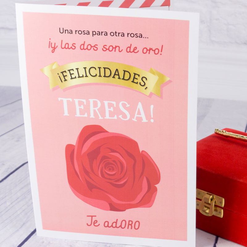 Regalos personalizados: Rosa de oro grabada para cumpleaños: Rosa de oro grabada para cumpleaños