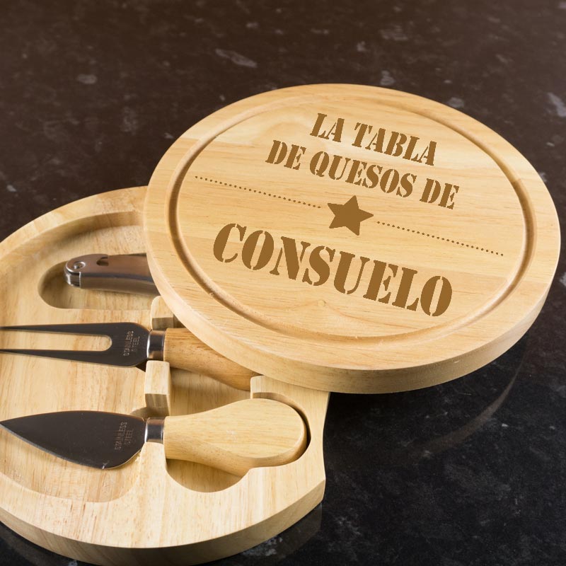 Regalos personalizados: Regalos con nombre: Tabla de quesos grabada