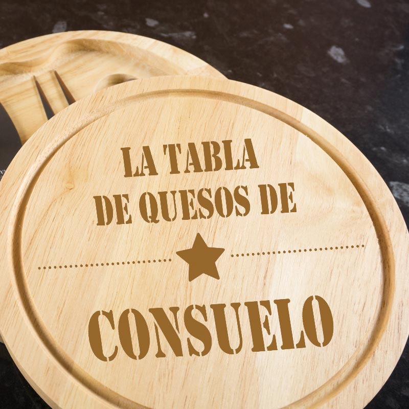 Regalos personalizados: Regalos con nombre: Tabla de quesos grabada