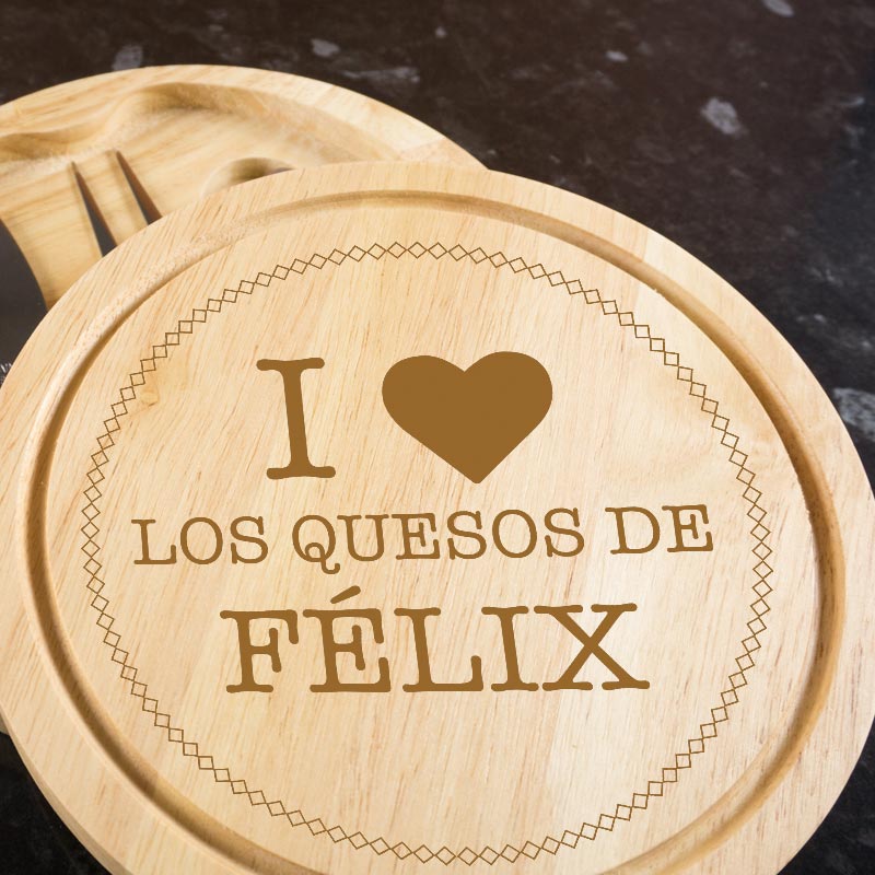 Regalos personalizados: Regalos con nombre: Tabla de quesos personalizada I love...