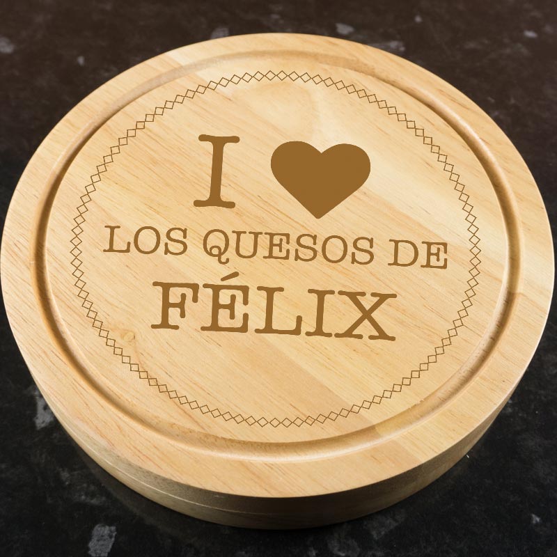 Regalos personalizados: Regalos con nombre: Tabla de quesos personalizada I love...