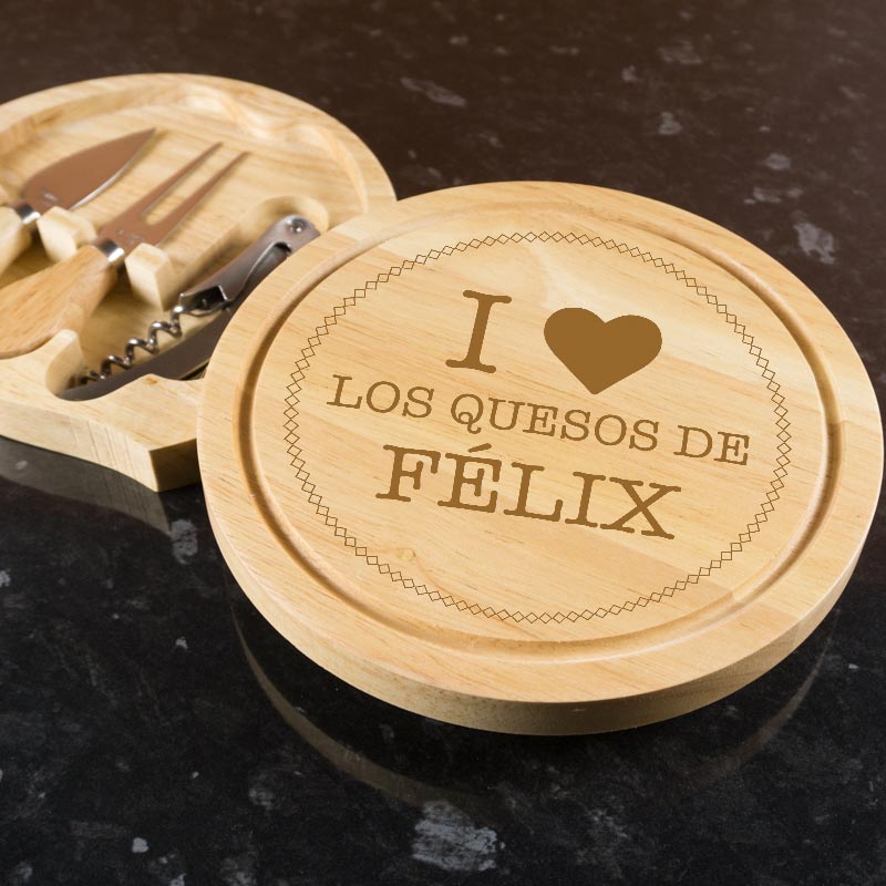 Regalos personalizados: Regalos con nombre: Tabla de quesos personalizada I love...