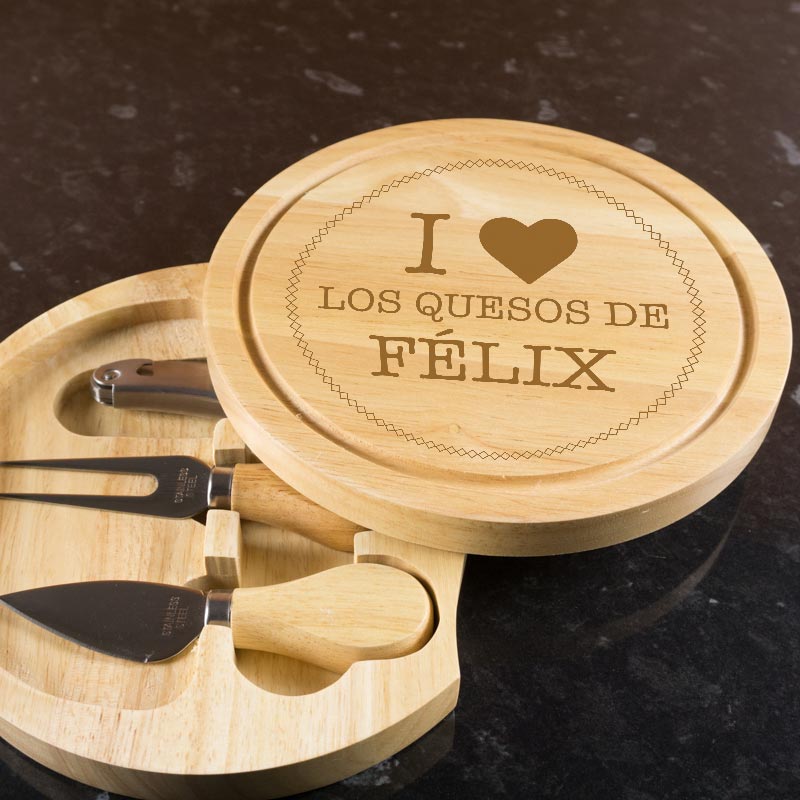 Regalos personalizados: Regalos con nombre: Tabla de quesos personalizada I love...