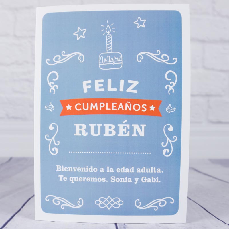 Regalos personalizados: Tarjetas personalizadas: Tarjeta 'Feliz cumpleaños' personalizada