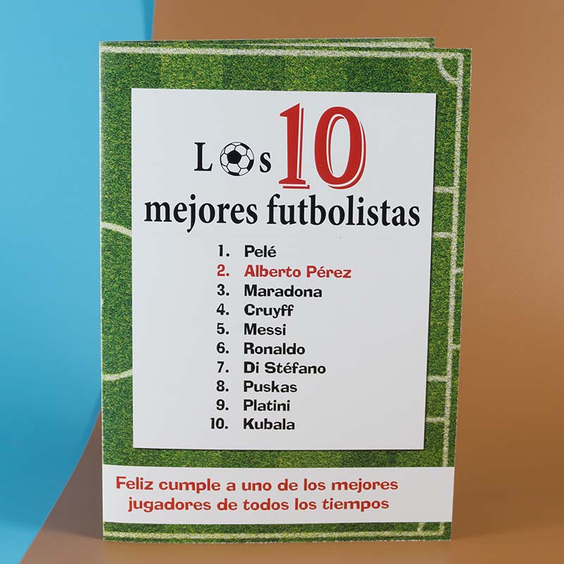 Regalos personalizados: Tarjetas personalizadas: Tarjeta personalizada 'Los 10 futbolistas' 