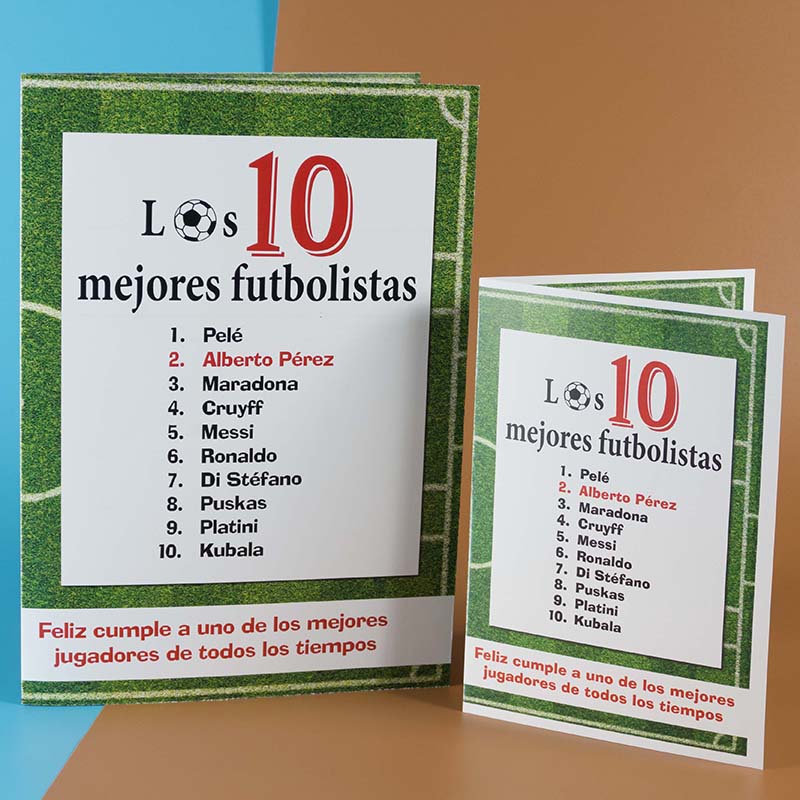 Regalos personalizados: Tarjetas personalizadas: Tarjeta personalizada 'Los 10 futbolistas'