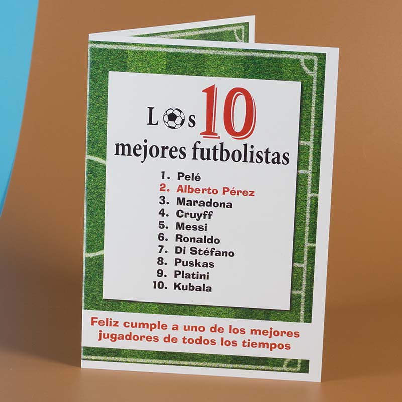 Regalos personalizados: Tarjetas personalizadas: Tarjeta personalizada 'Los 10 futbolistas'