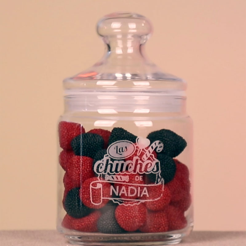 Regalos personalizados: Diseño y decoración: Tarro de chuches de cristal personalizado