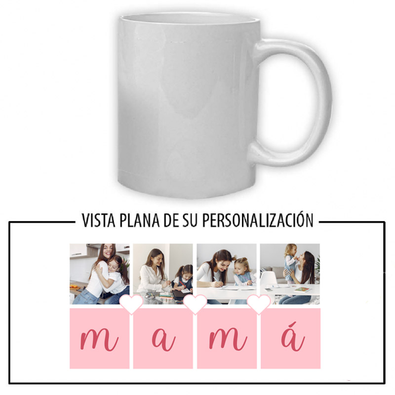 Regalos personalizados: Tazas personalizadas: Taza personalizada con fotos 'Mamá'