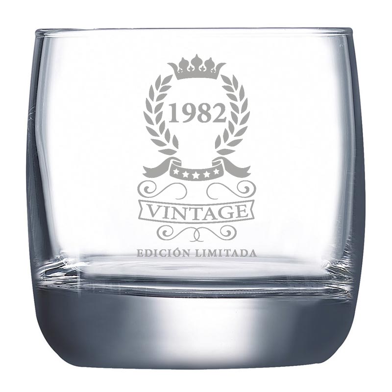 Regalos personalizados: Cristalería personalizada: Vaso de whisky grabado '40 Cumpleaños'