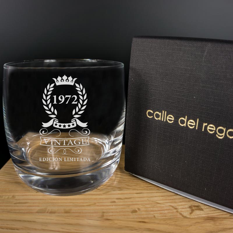 Regalos personalizados: Cristalería personalizada: Vaso de whisky grabado '50 Cumpleaños'