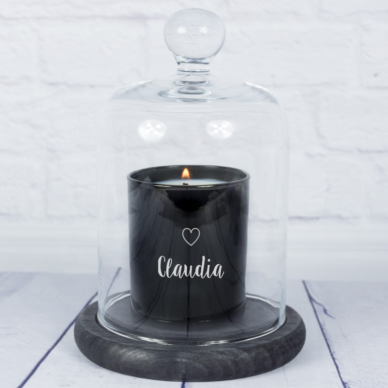 Regalos personalizados: Velas personalizadas: Vela grabada con motivo en campana de cristal