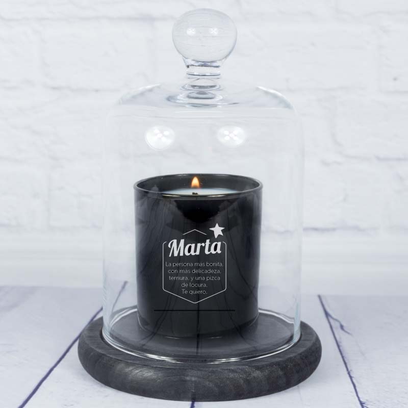 Regalos personalizados: Velas personalizadas: Vela grabada 'Nombre y dedicatoria' con campana