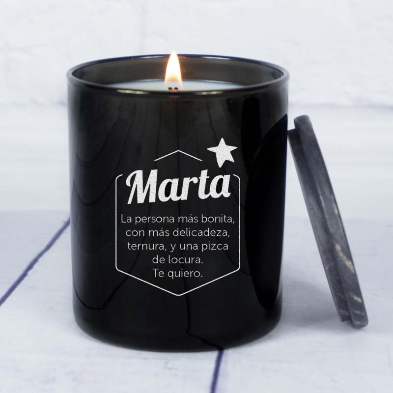 Regalos personalizados: Velas personalizadas: Vela grabada 'Nombre y dedicatoria'