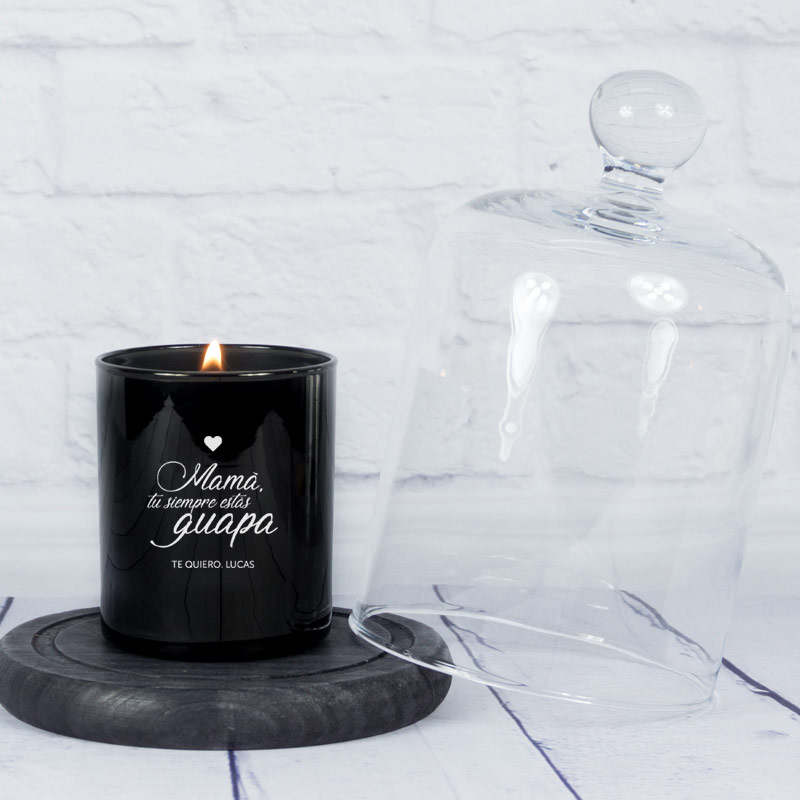 Regalos personalizados: Velas personalizadas: Vela grabada para madre con campana de cristal