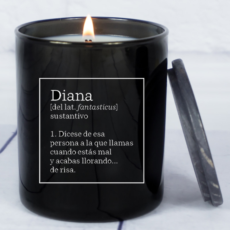 Regalos personalizados: Velas personalizadas: Vela grabada 'Definición de tu nombre'