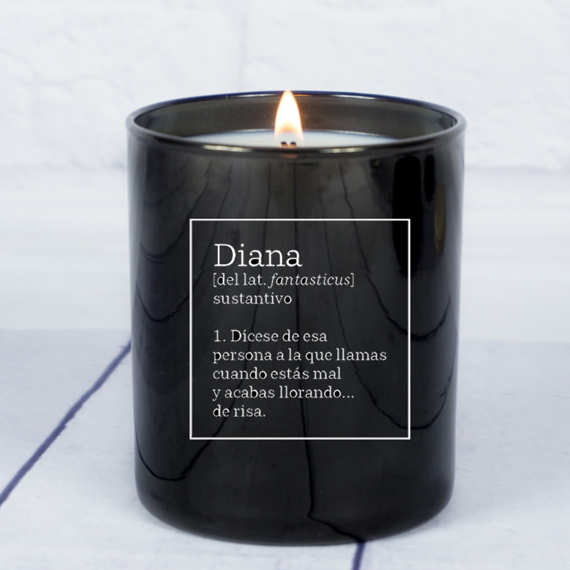 Regalos personalizados: Velas personalizadas: Vela grabada 'Definición' con campana de cristal