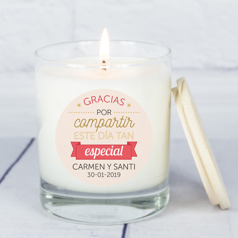 Regalos personalizados: Velas personalizadas: Vela personalizada para regalo de bodas