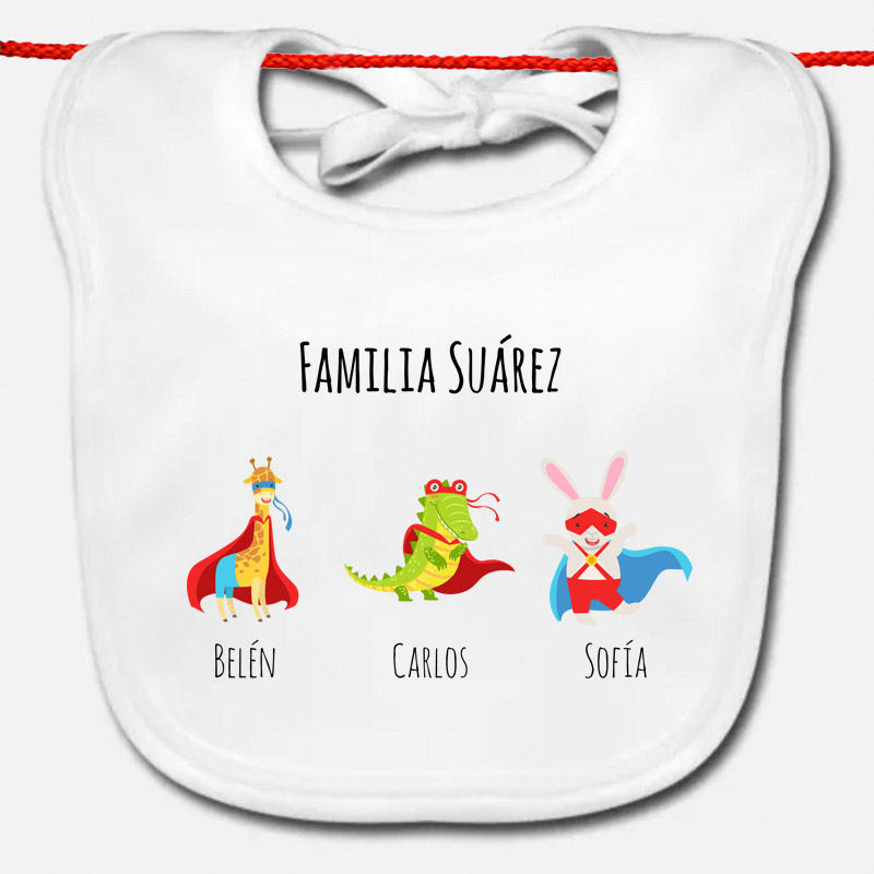 Regalos personalizados: Regalos con nombre: Babero familias personalizado