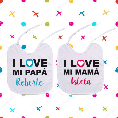 Regalos personalizados: Regalos con nombre: Babero personalizado I love