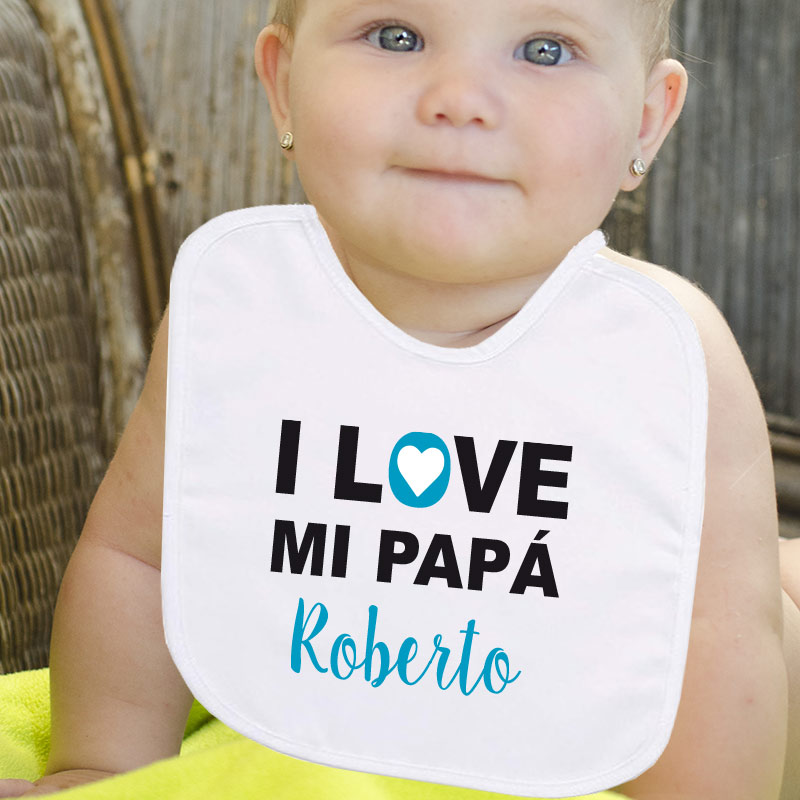 Regalos personalizados: Regalos con nombre: Babero personalizado I love